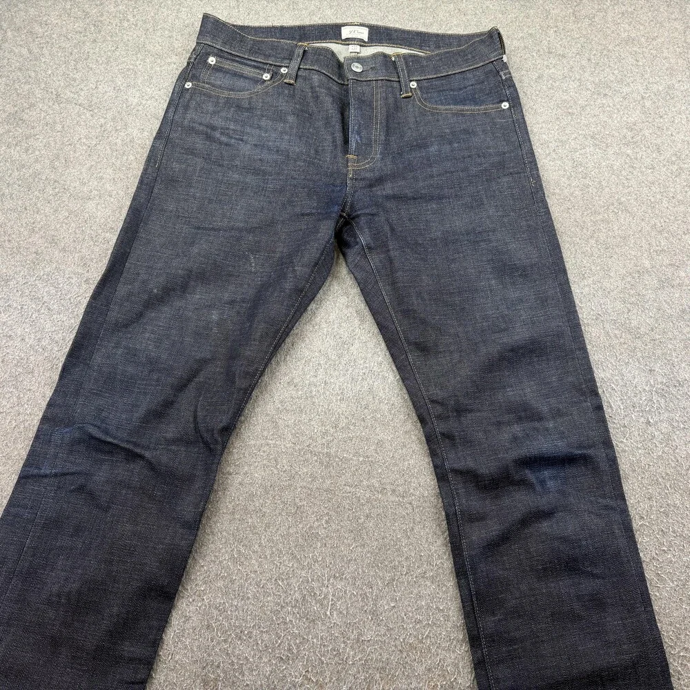 J.Crew Jeans Mens 33x32 Blue Dark Wash 484 Slim Straight Selvage Denim Pants